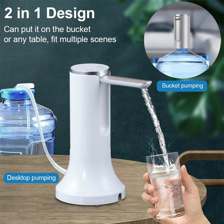 Electric Water Gallon Bottle Pump Automatic Water Dispenser Pump 19 Liters Foldable Desktop Water Bottle Pump H3 Rechargeable