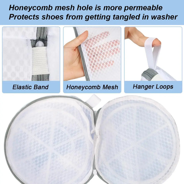 Shoes Wash Bags Sneaker Mesh Washing Bag Shoe Cleaning Laundry Bag Gray Zipper 125 Honeycomb Fabric for Gym Shoes Sneaker