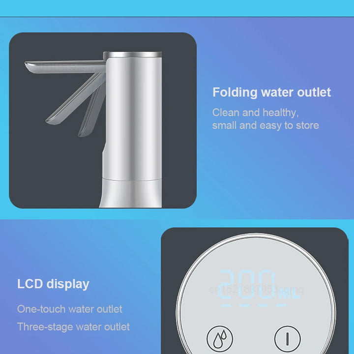 Electric Water Gallon Bottle Pump Automatic Water Dispenser Pump 19 Liters Foldable Desktop Water Bottle Pump H3 Rechargeable